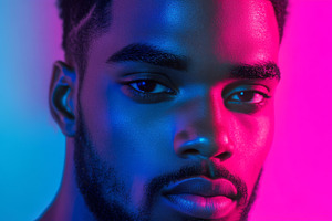 Close-up Portraits with Neon Lighting in Blue and Pink Tones, an Abstract Photo by Natalia Klenova's Shop