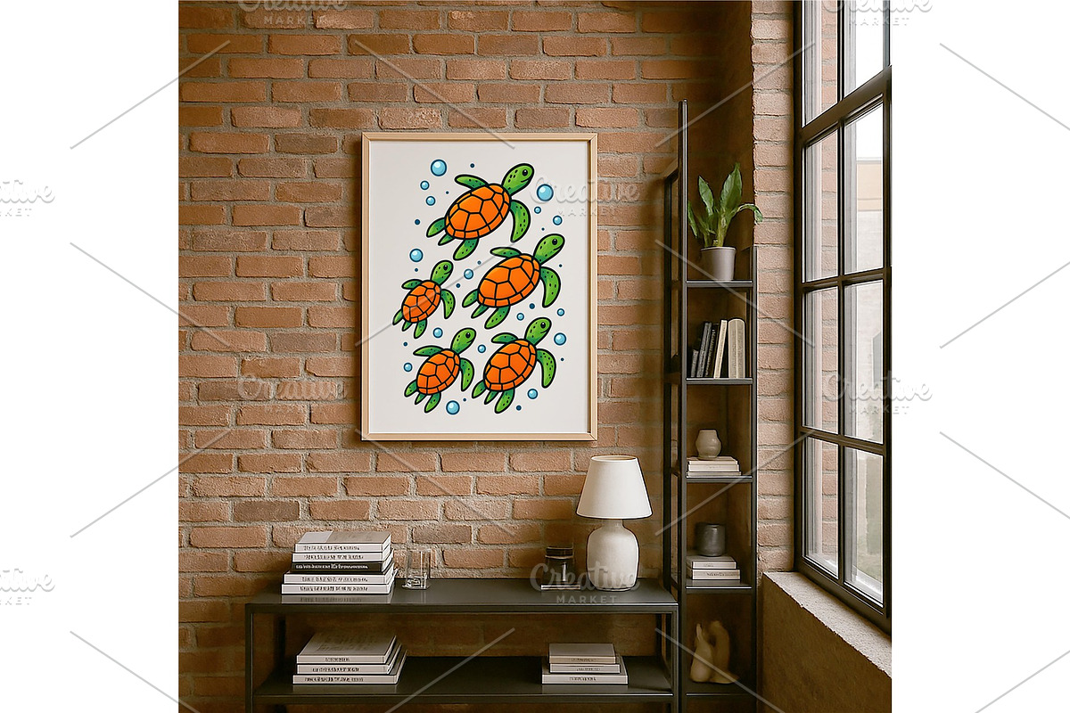 Sea Turtle Cute Ocean Illustration, a Background Graphic by LaseredNinja (Photo 6 of 7)