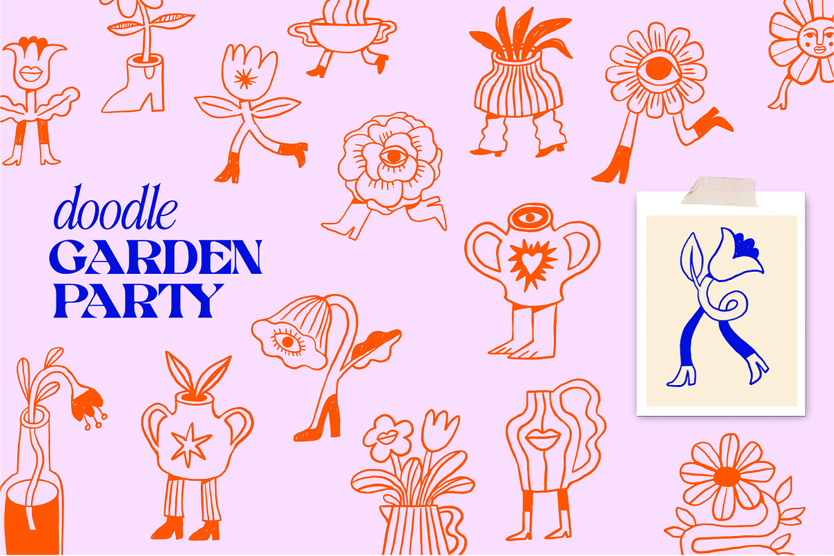 Doodle Garden - botanic characters, a Graphic by Marish (Photo 1 of 9)