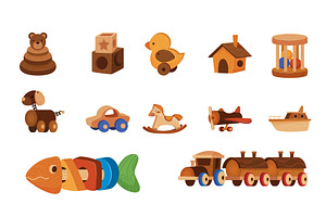 Wooden Toys Illustration Set, a Templates & Theme by studiogstock