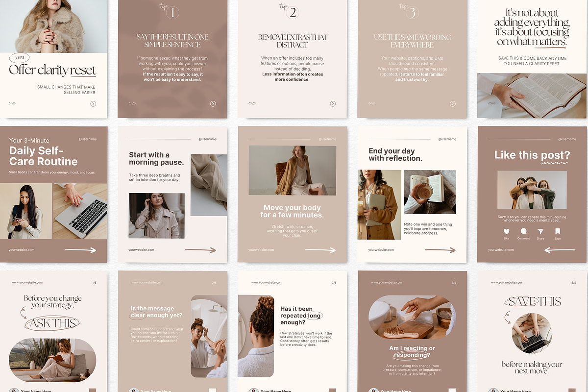 Coach Carousel Instagram Posts Beige, a Social Media Template by DigiPax (Photo 3 of 11)
