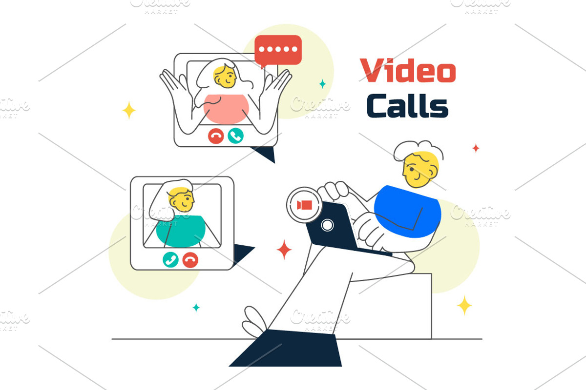 10 Video Call Illustration, a Person Illustration by denayunebgt (Photo 4 of 4)