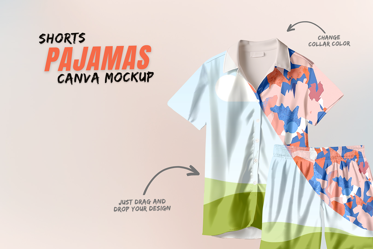 Shorts Pajamas Canva Mockup, a Shirt Mockup by Hafsa Studio 85 (Photo 1 of 4)