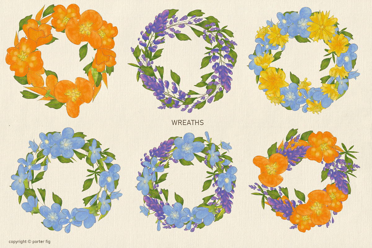 Spring Wildflowers Design Set, a Seasonal Illustration by Porter Fig (Photo 3 of 5)