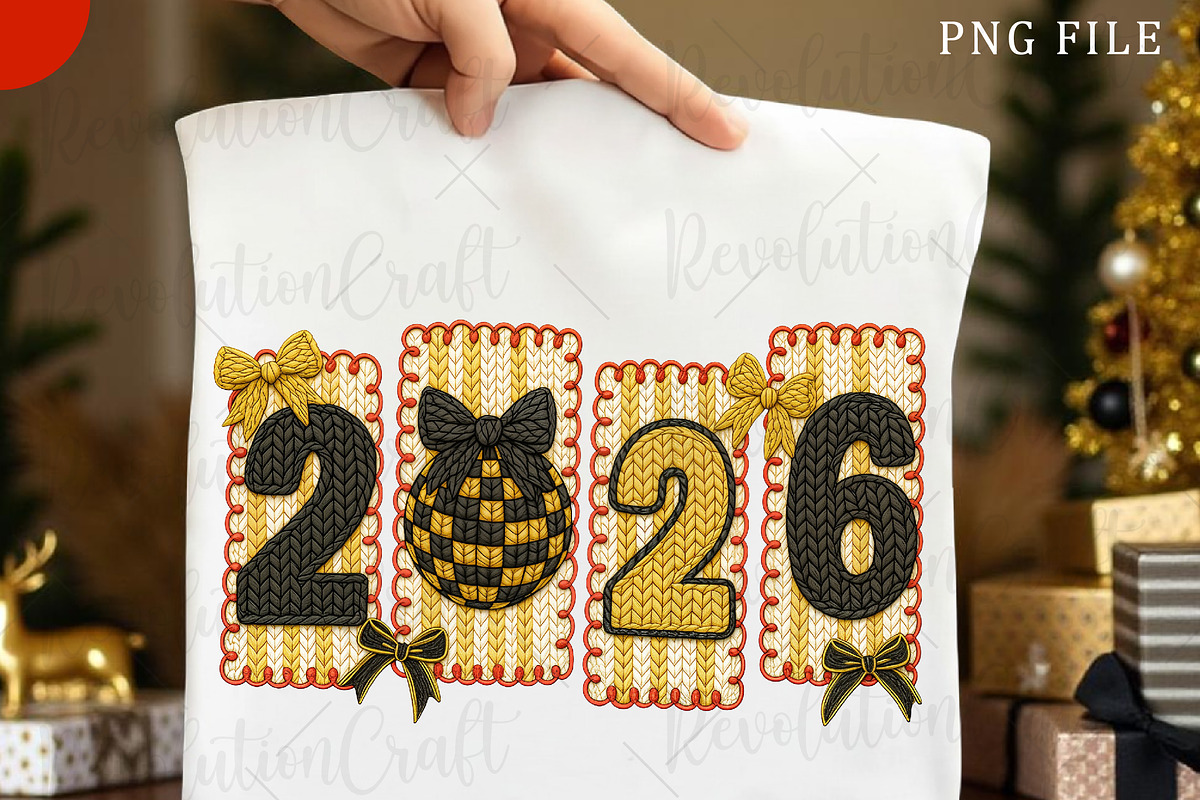 Yarn Crochet Happy New Year 2026 PNG, an Illustration by OK Design (Photo 1 of 4)