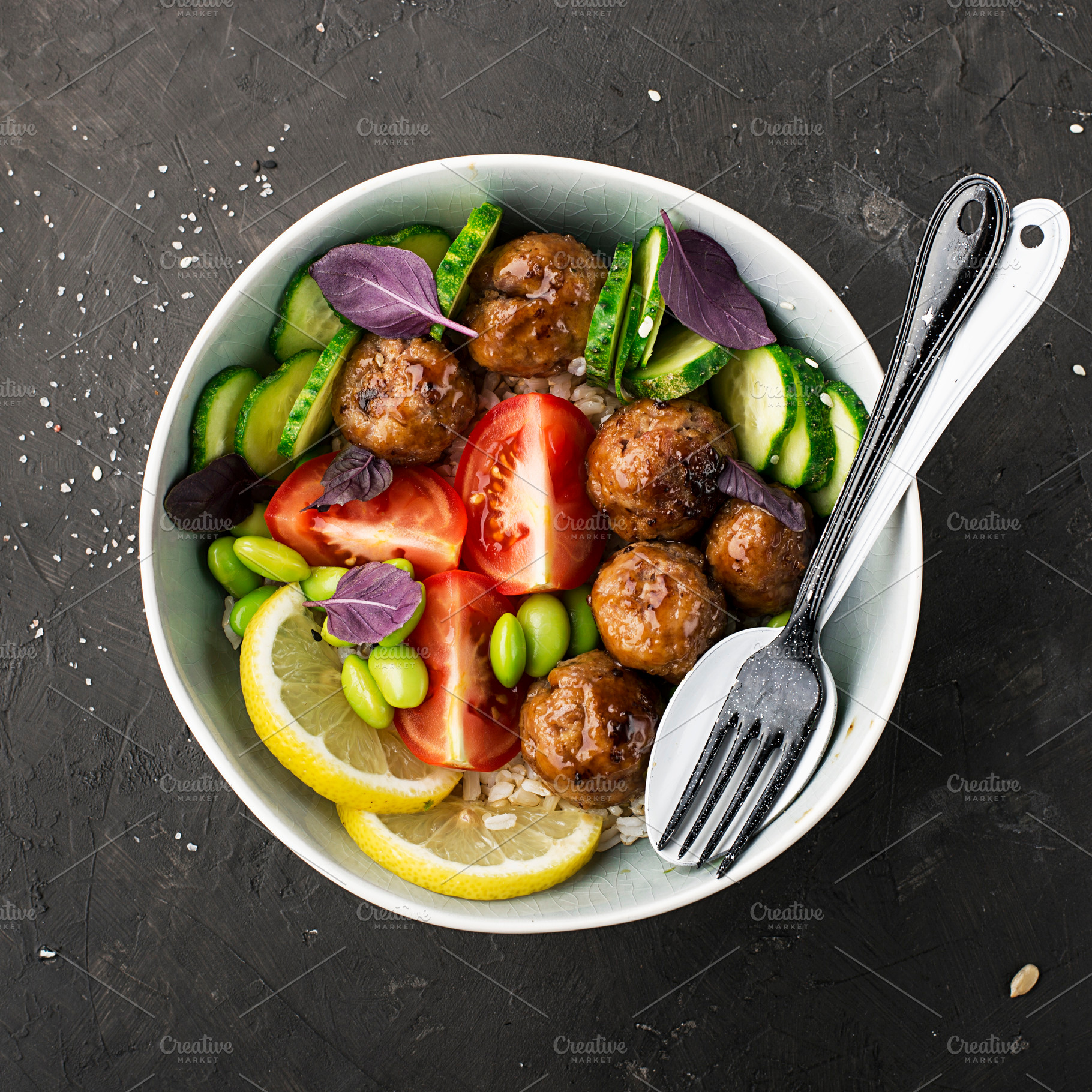 A healthy balanced healthy diet stock photo containing accompany and appetizer, a Food & Drink Photo by IleishAnna