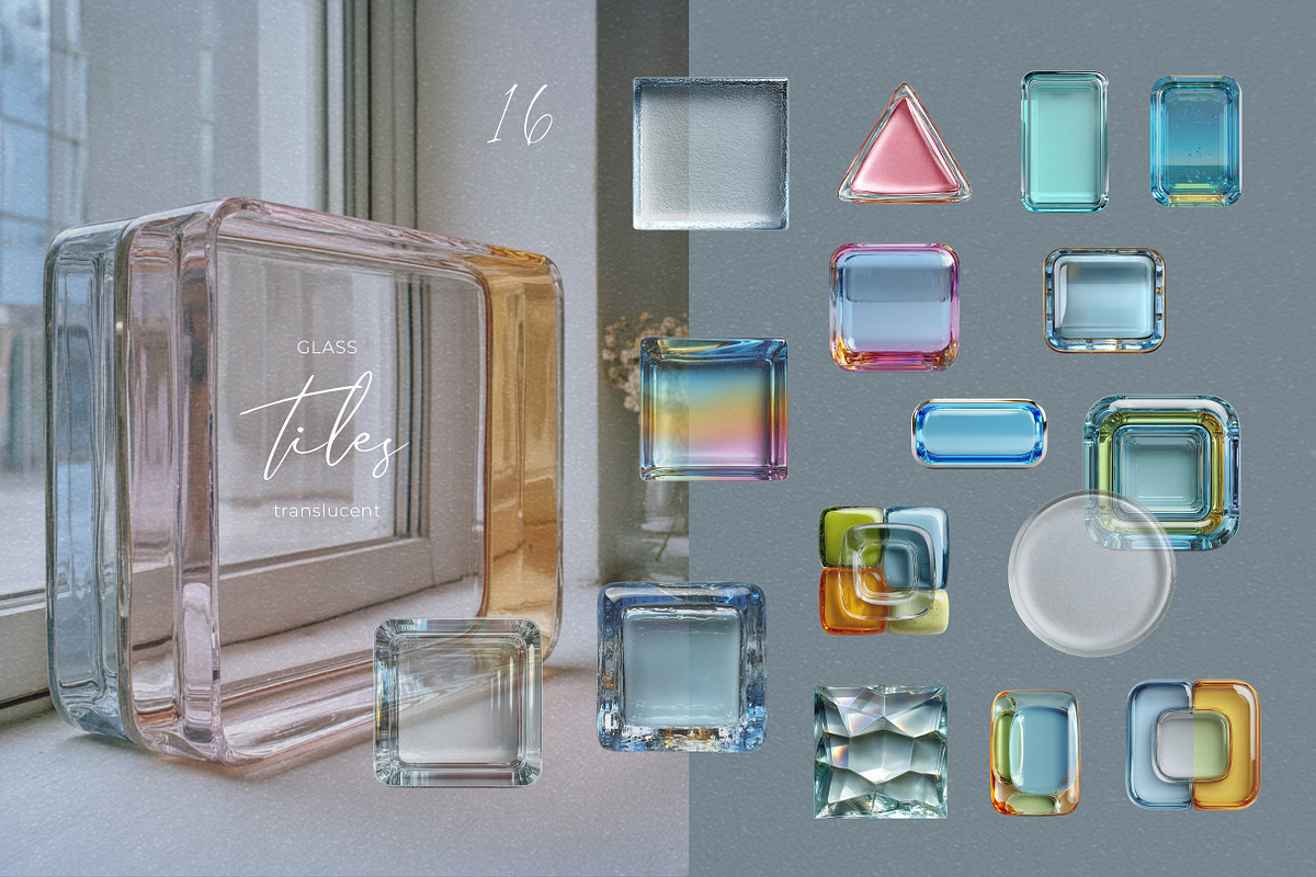 Glassarium — Glass Tiles Collage Kit, an Object Graphic by R-studio (Photo 3 of 11)