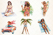 Summer Pin-up Girl Sublimation Bundl, an Illustration by DreamCafeArt (Thumbnail 2 of 9)
