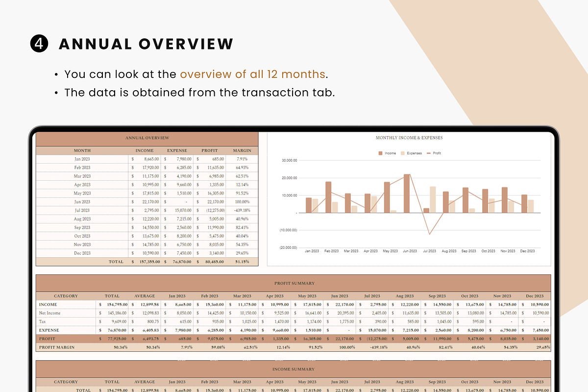 Bookkeeping Spreadsheet Template, a Templates & Theme by MondaySpark (Photo 7 of 8)