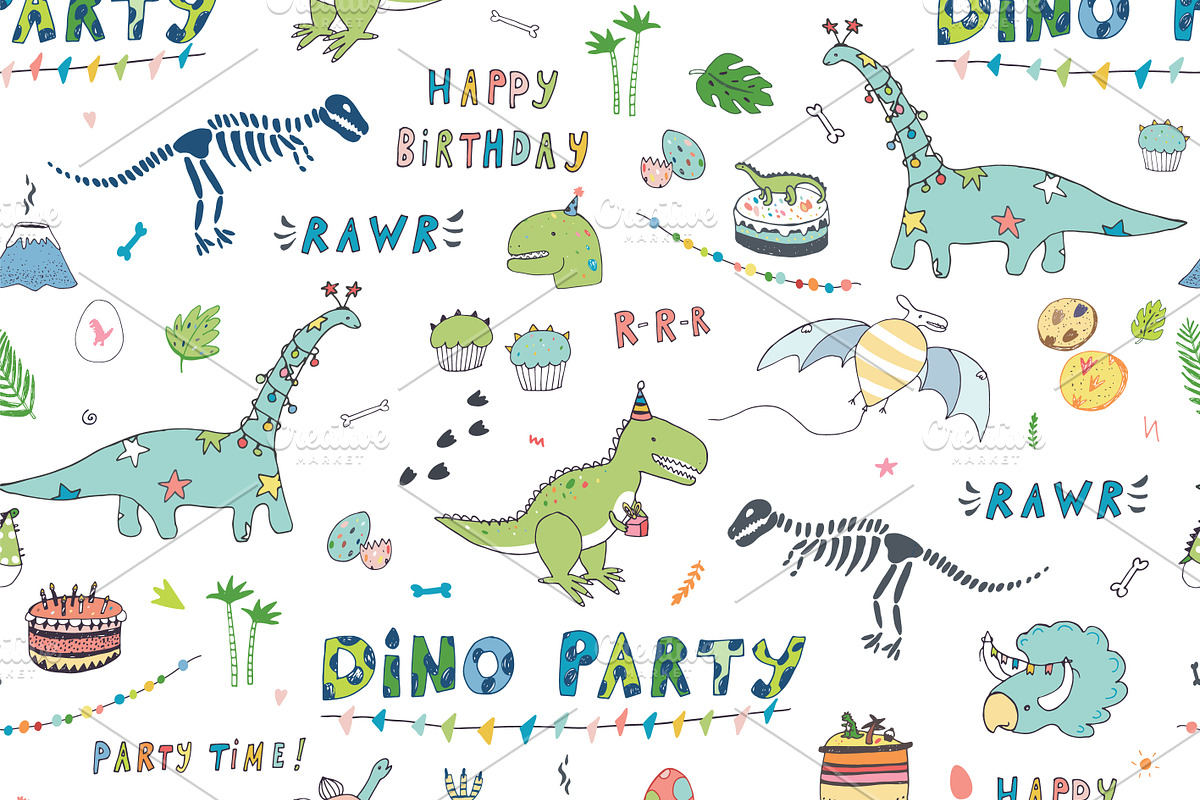 Dinosaur Party, a Pattern Graphic by GooseFrol (Photo 3 of 10)