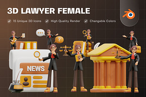 Lawyer Female 3D Illustration Pack, a Characters & Person 3D Model by Tempcraft