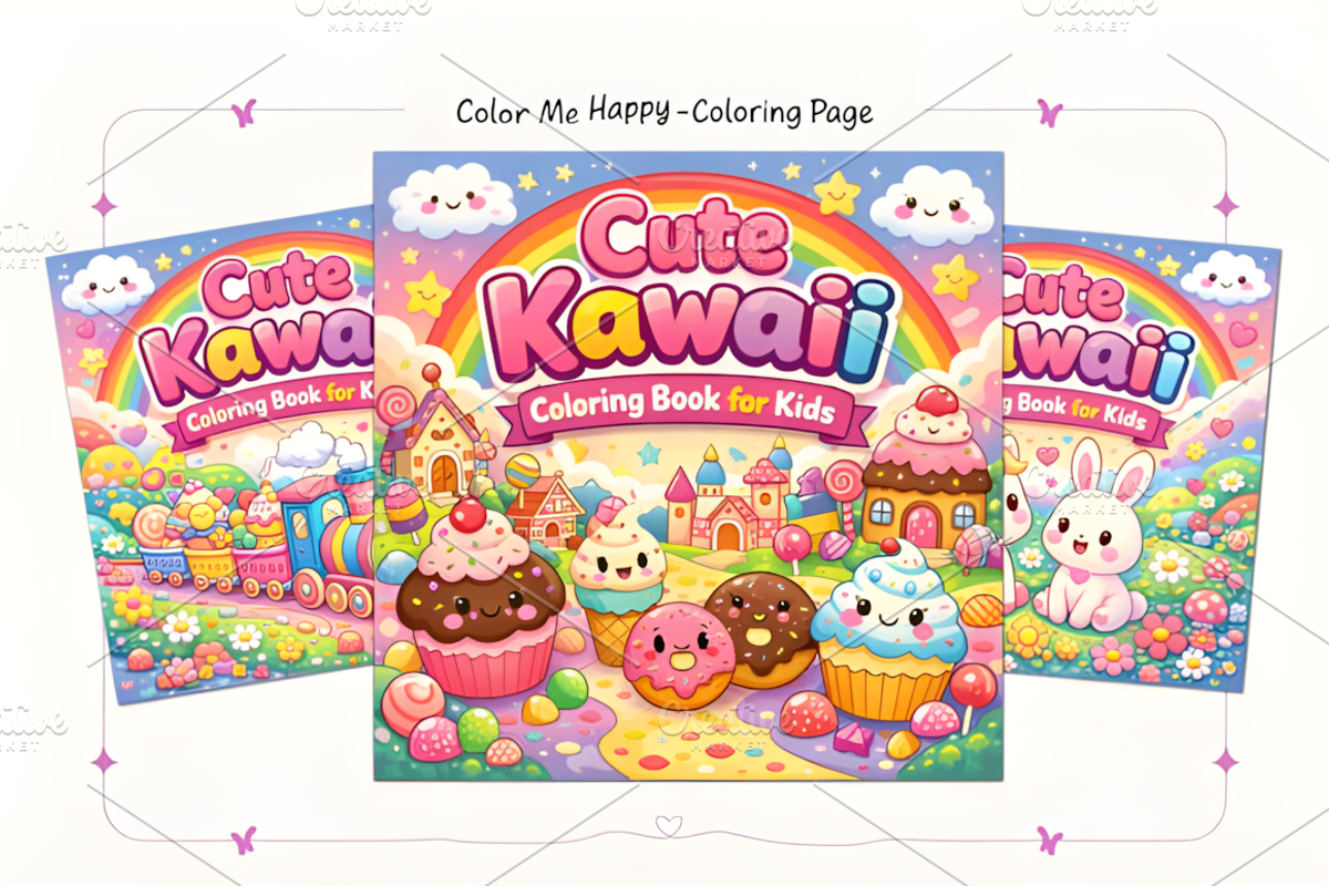 60 CUTE KAWAII COLORING PAGES, an Animal Illustration by Ink Gallery (Photo 2 of 4)