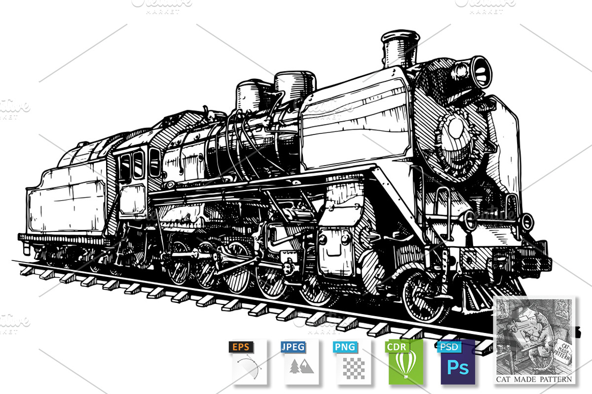 Vintage transport set, a Transportation Illustration by CatMadePattern (Photo 3 of 7)