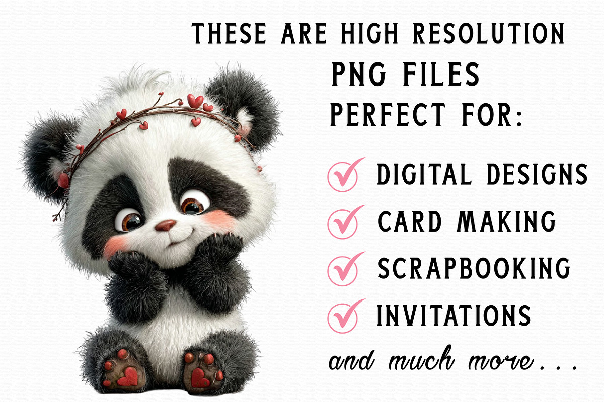 Valentine Panda Clipart, an Illustration by Libby Wishes (Photo 6 of 6)