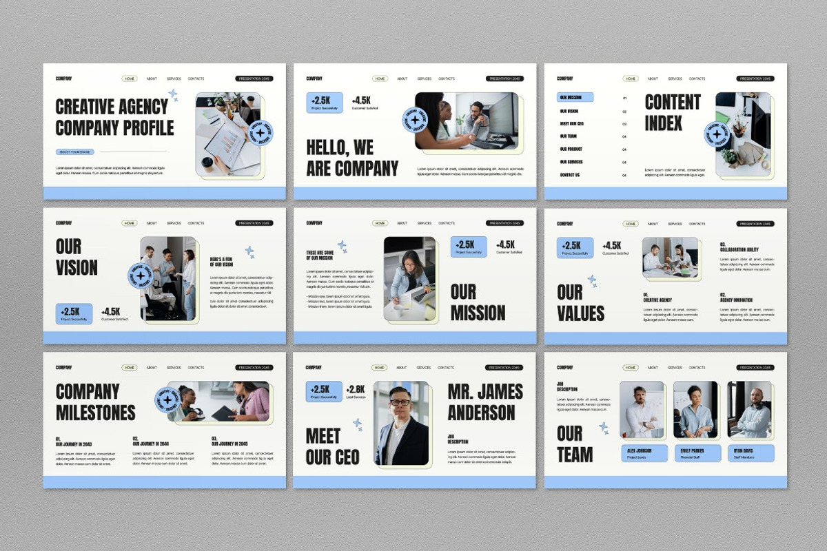 White Company Profile Google Slide, a Presentation Template by graphicook (Photo 3 of 10)