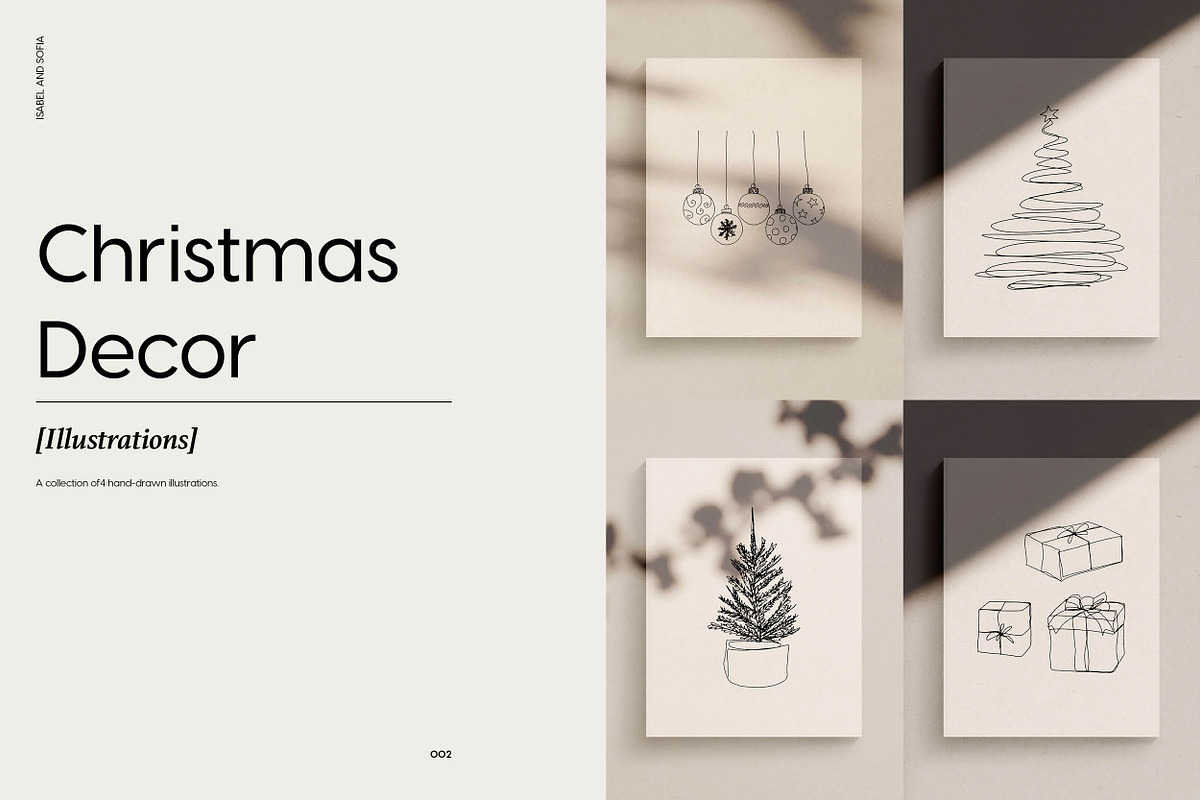 Christmas Decor Line Drawings, a Decorative Illustration by Whimsy Works (Photo 1 of 4)
