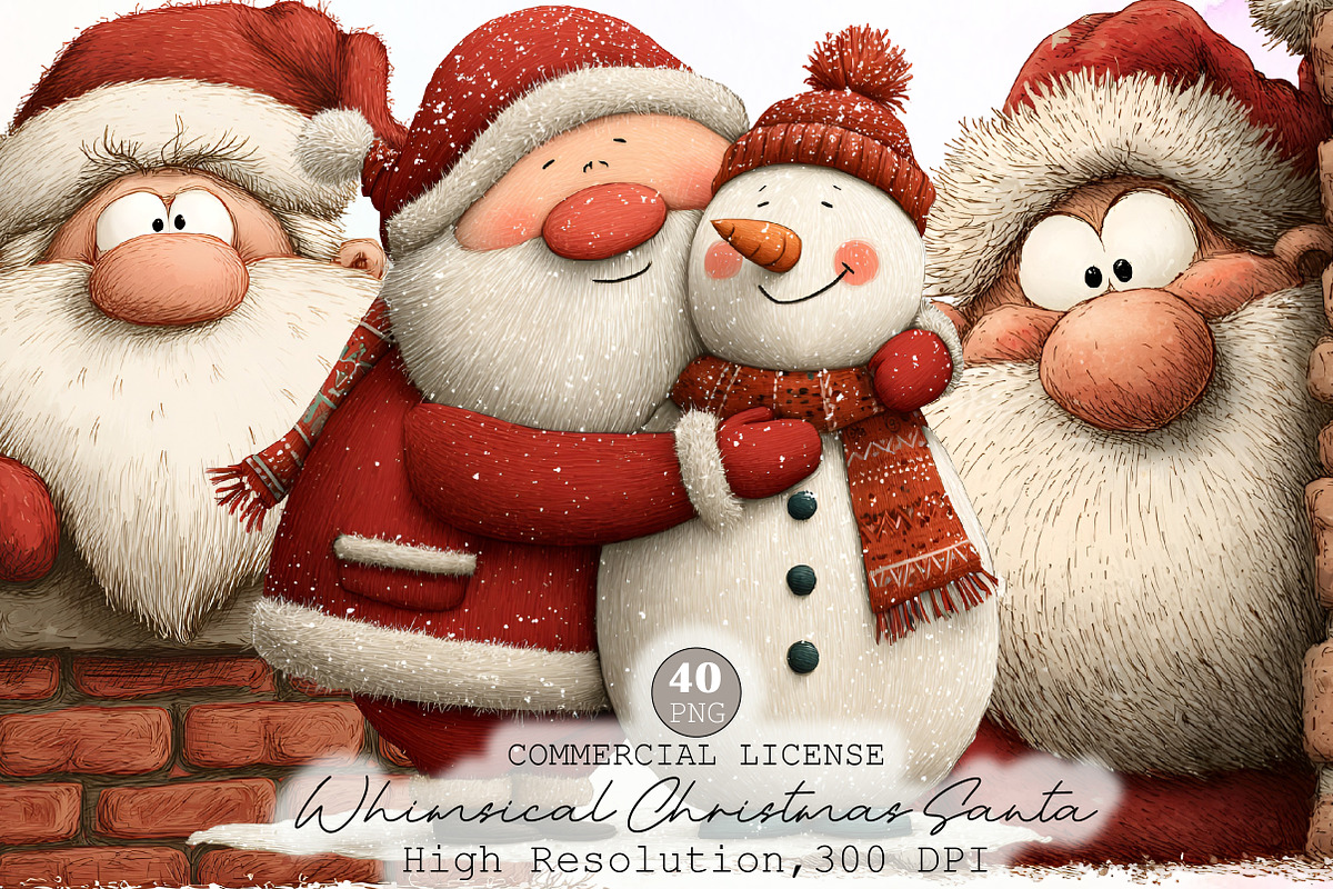 Whimsical Christmas Santa Clipart, an Illustration by Sublimation Artist (Photo 1 of 6)