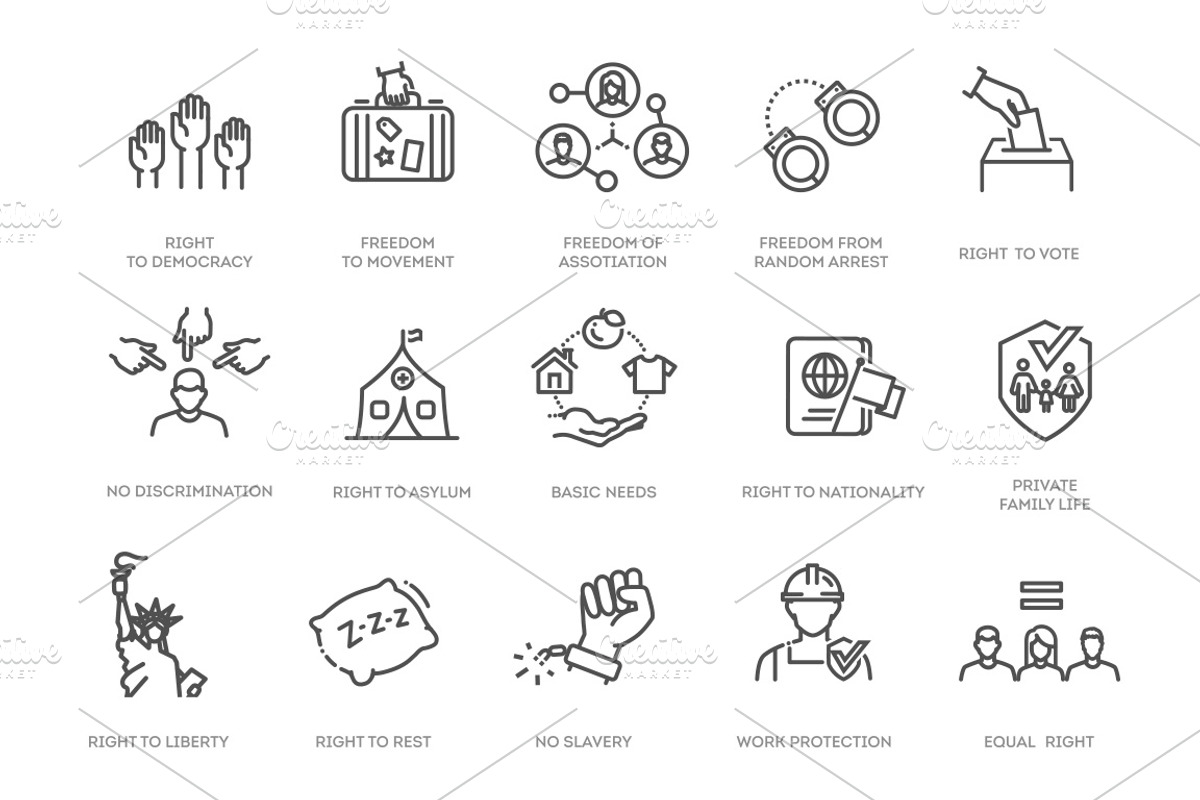 Human Rights Icons, an Outline Icon by Tettygreen (Photo 2 of 2)