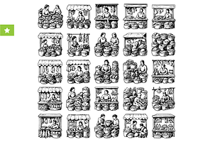 Street Market Vendors Set, an Object Graphic by RT Studio