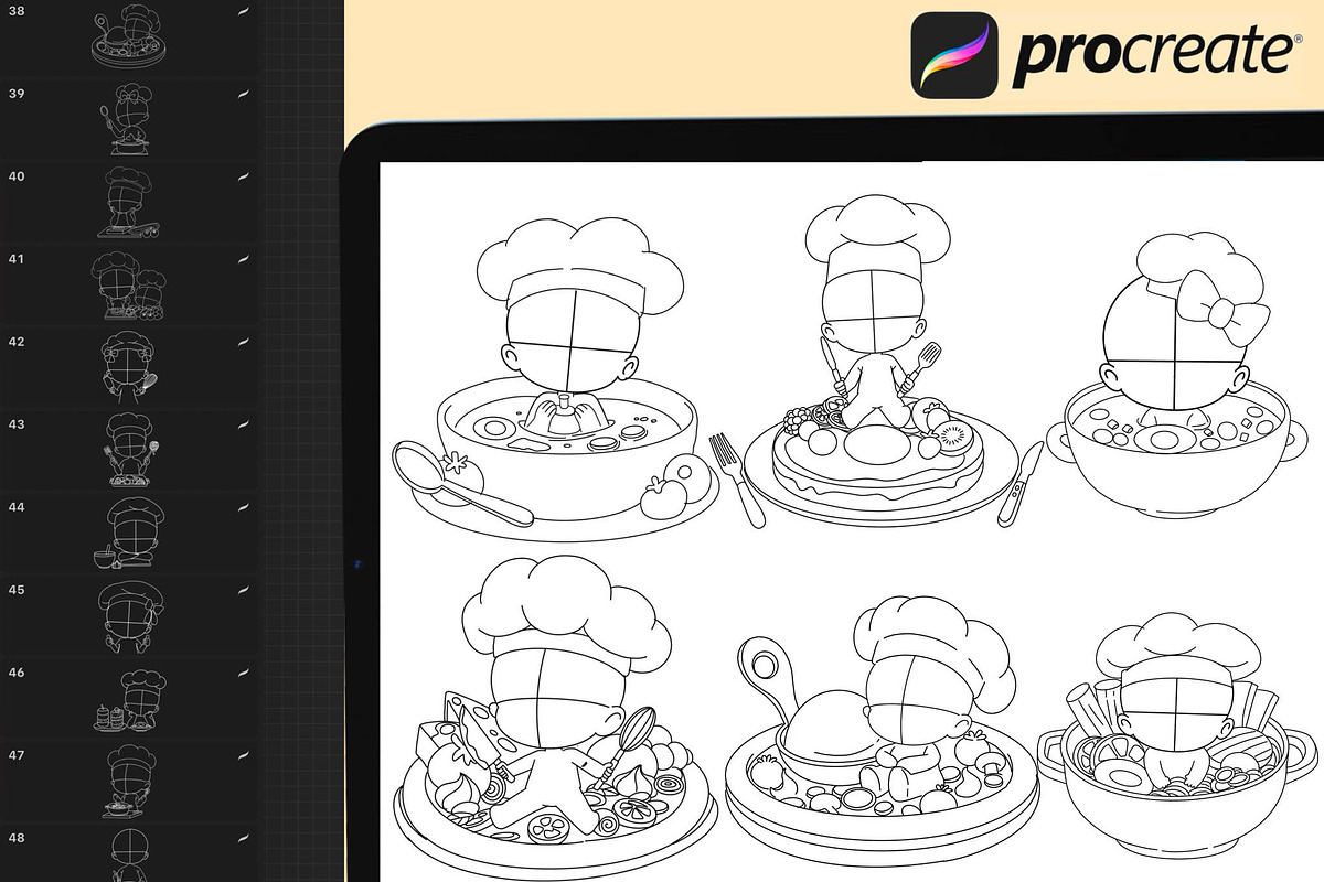 Procreate Chibi Cooking Poses Stamps preview 5
