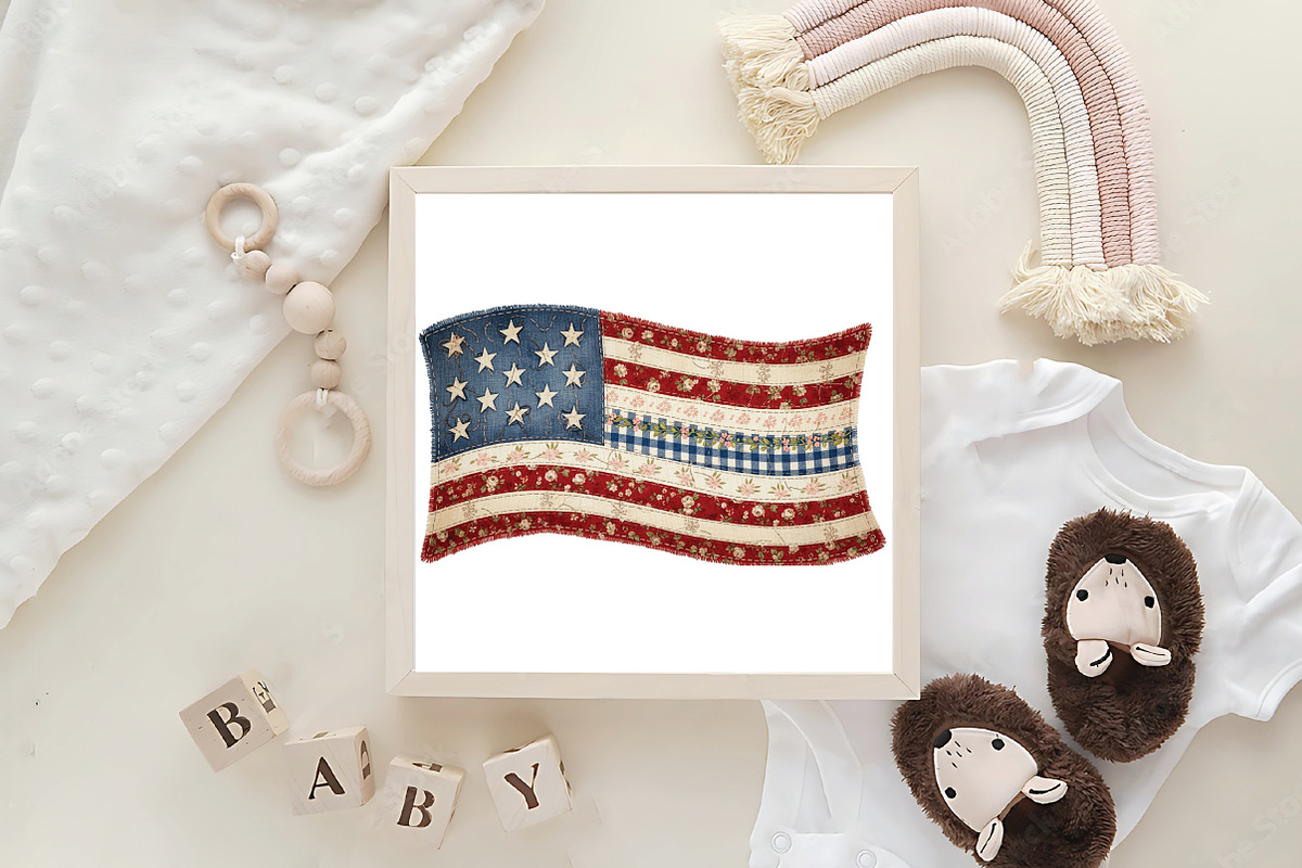 Patchwork American Flag Png, an Illustration by CraftArtStudio (Photo 4 of 4)