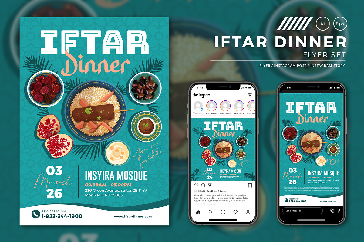 Iftar Dinner Flyer Set, a Flyer Template by Aarley Kaiven (Photo 1 of 3)