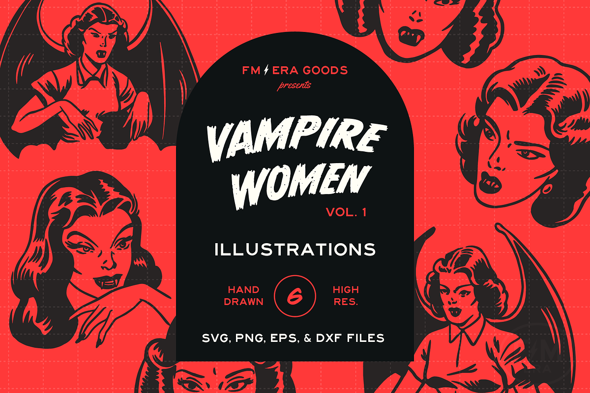 Retro Vampire Illustrations Bundle, an Illustration by FM Era Studio (Photo 1 of 2)