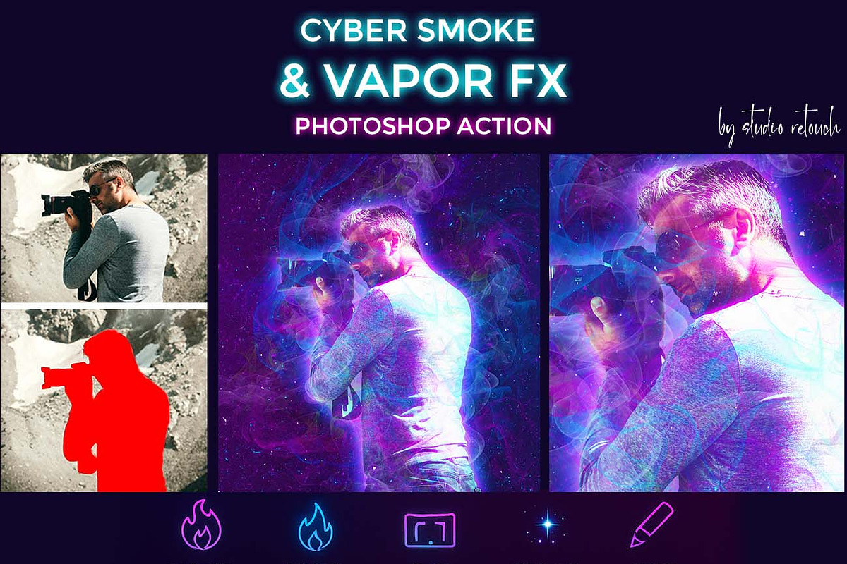 Cyber Smoke & Vapor FX Ps Action, an Action Add-On by Studio Retouch (Photo 1 of 15)