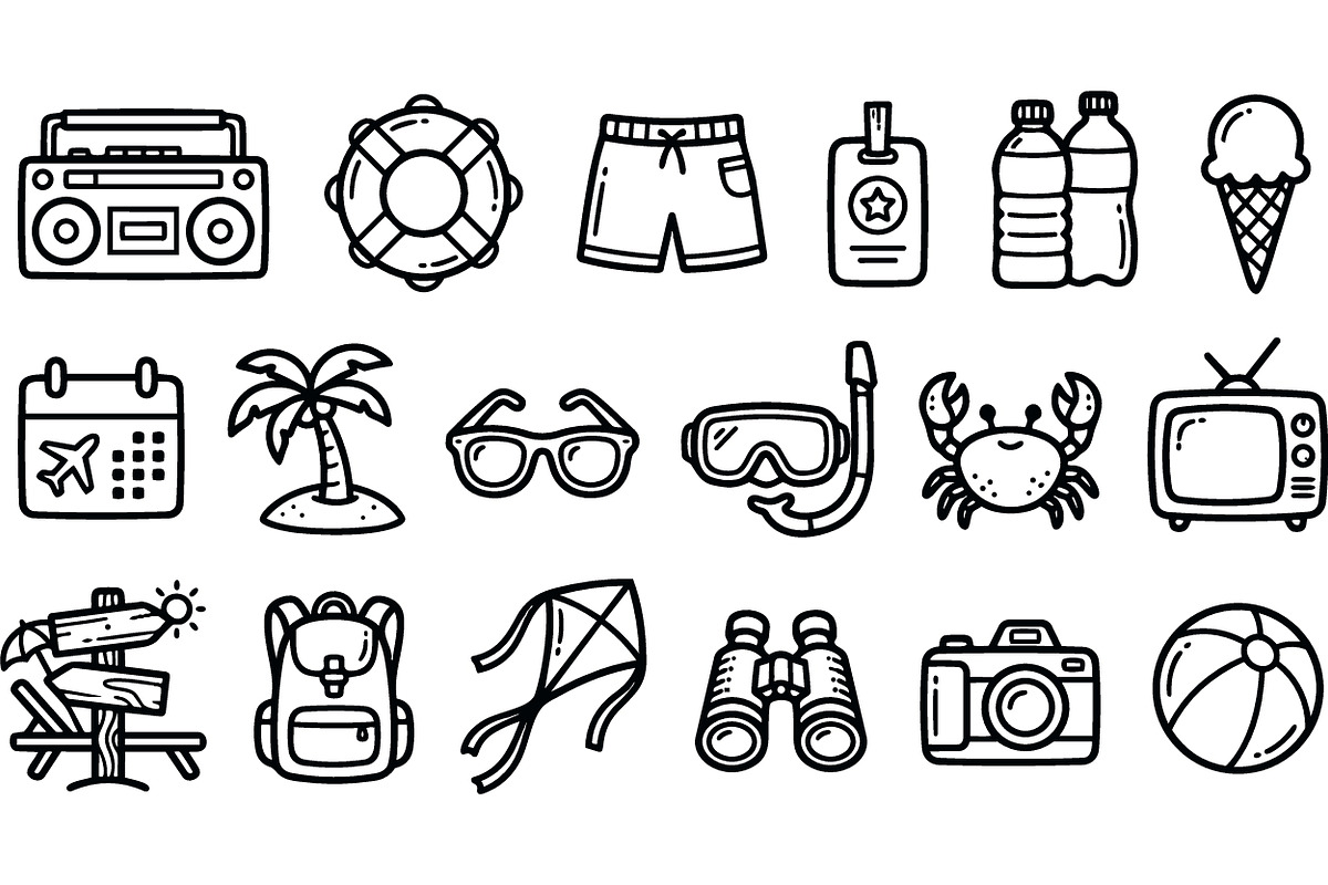 Summer Vacation Icon Set, an Illustration by designvectx (Photo 2 of 3)