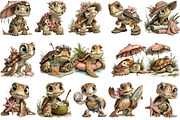 Whimsical Summer Turtle Clipart, an Illustration by OK Design (Thumbnail 3 of 6)