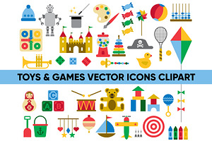 TOYS & GAMES vector icons clipart