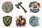 Watercolor Viking Times Clipart PNG, an Illustration by SinaCreation (Thumbnail 5 of 5)