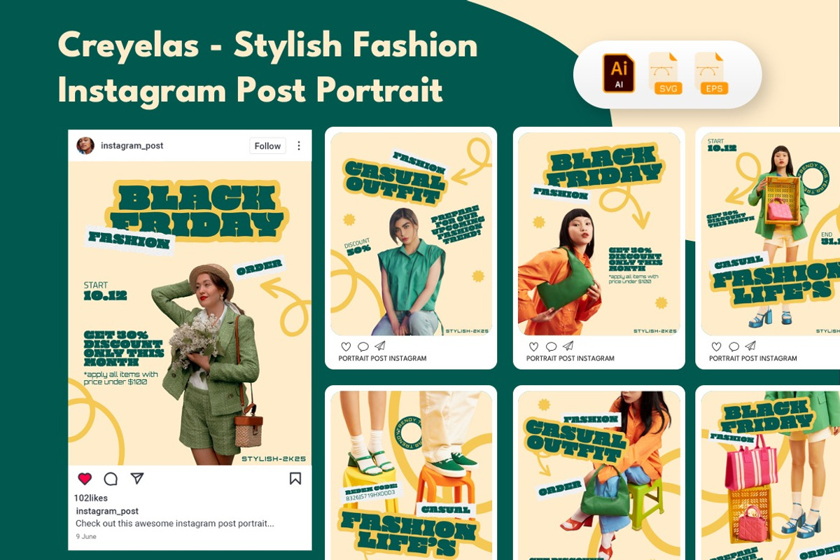 Urban Fashion - Instagram Bundle 01, a Social Media Template by Dhabee (Photo 8 of 11)