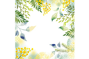 floral frame with mimosa . Hand, an Object Illustration by Nenahliadava Design