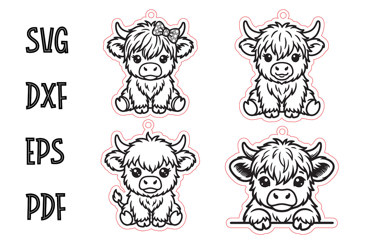 Highland Cow Keychain and Car Charm, an Object Graphic by Libby Wishes (Photo 4 of 4)