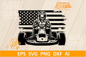 US Go Kart Svg, Racing Svg, an Object Graphic by Digital-Clipart