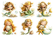 Summer Cute Mermaid Clipart, a Seasonal Illustration by Daily.Designs (Thumbnail 2 of 5)