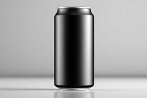 Blank black aluminum can on a plain, a Food & Drink Photo by MistyDay