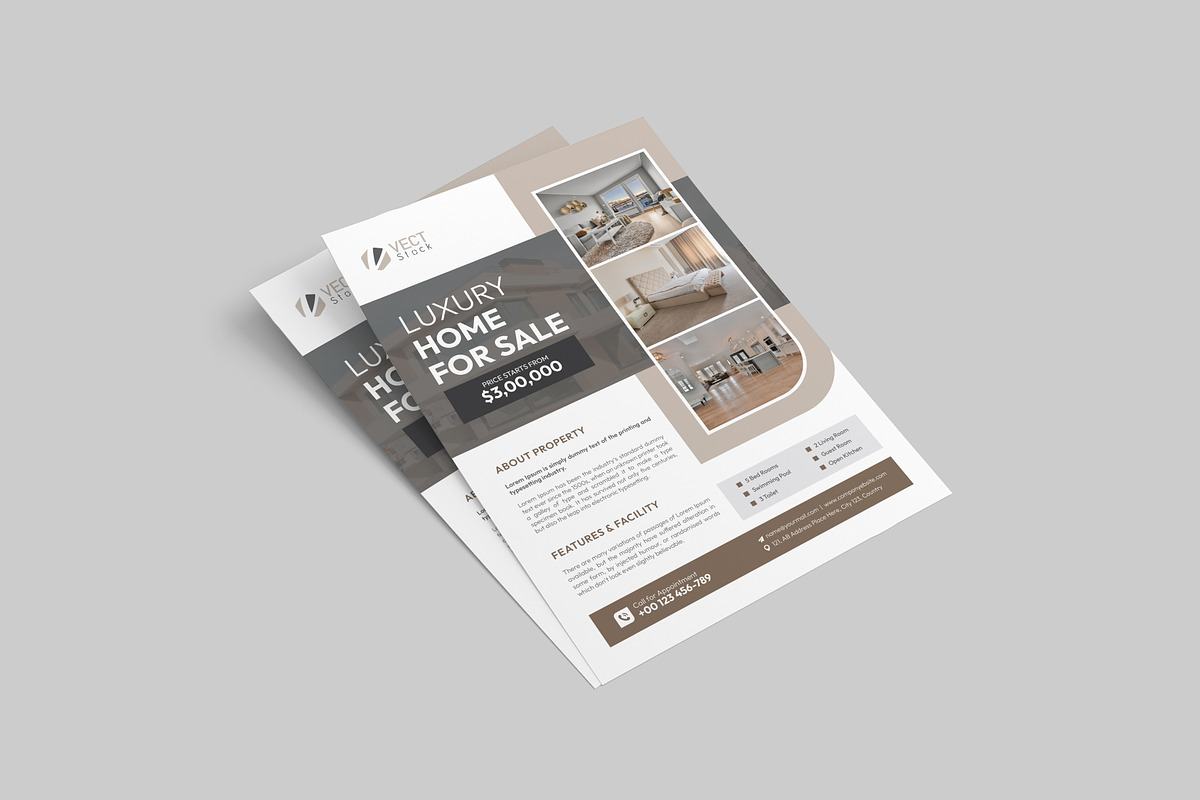Luxury Home Sale Flyer, a Flyer Template by VectStock (Photo 4 of 5)