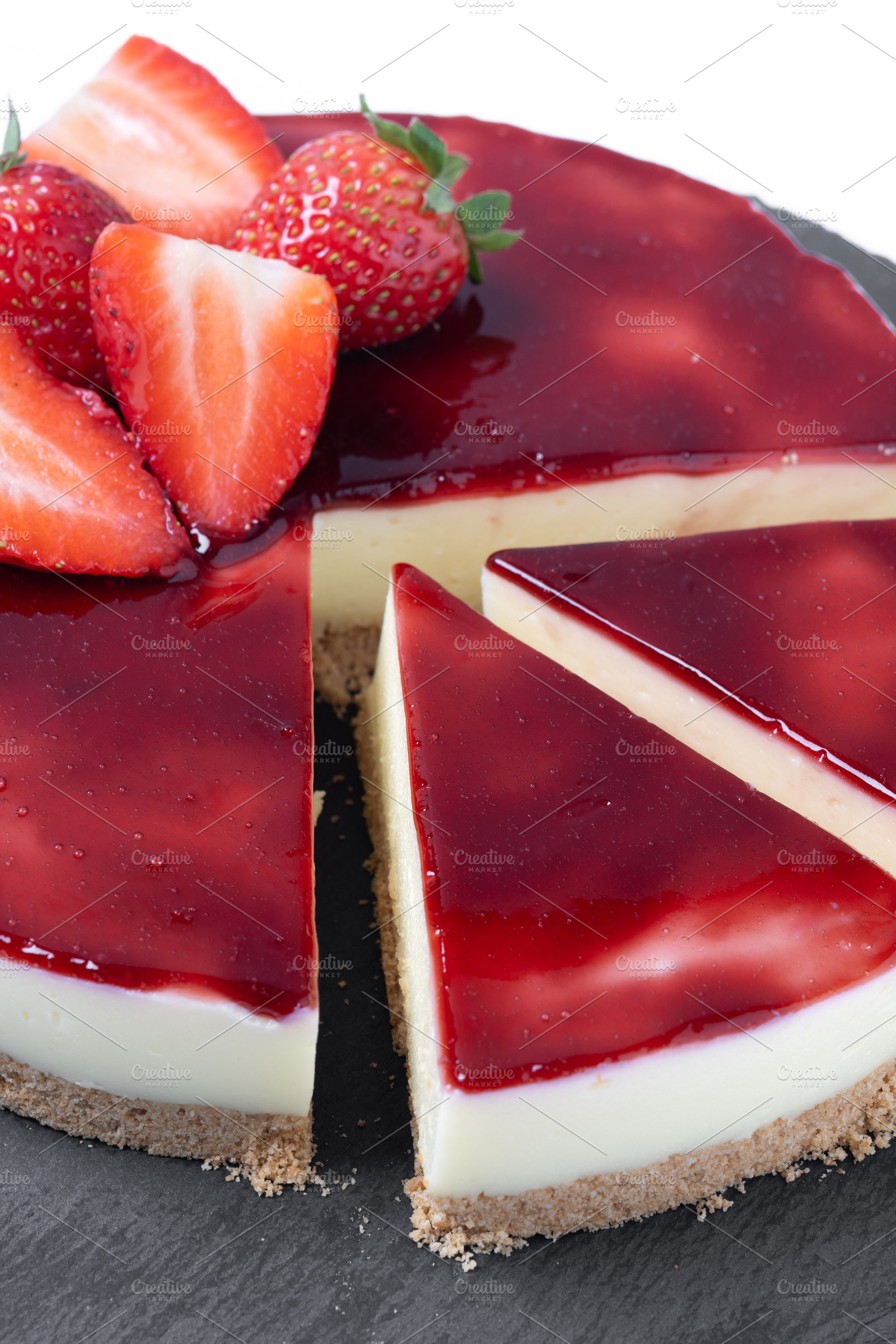 Cheesecake with strawberries isolate, a Food & Drink Photo by etorres69
