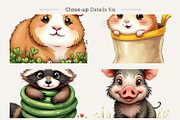 UglyCute Spring Watercolor Clipart, an Animal Illustration by Artnoy (Thumbnail 4 of 8)