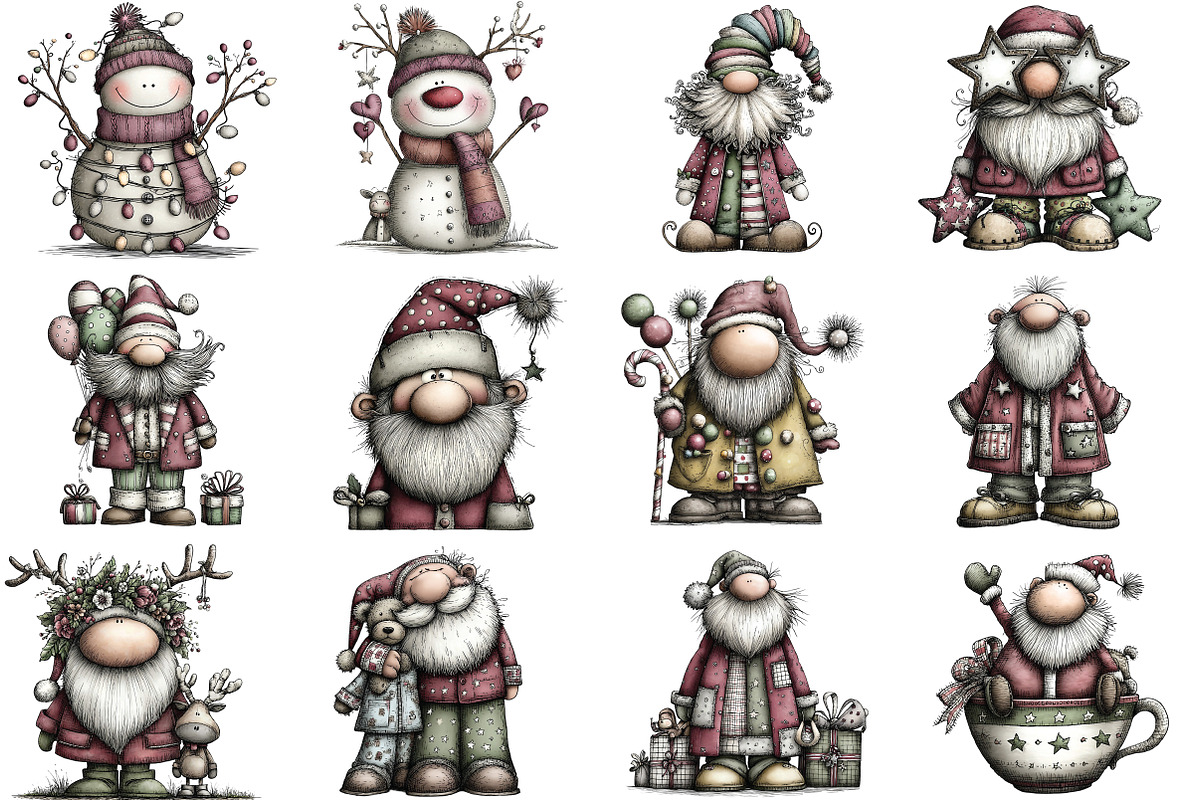Quirky Whimsical Santa Clipart, an Illustration by CraftArtStudio (Photo 3 of 6)