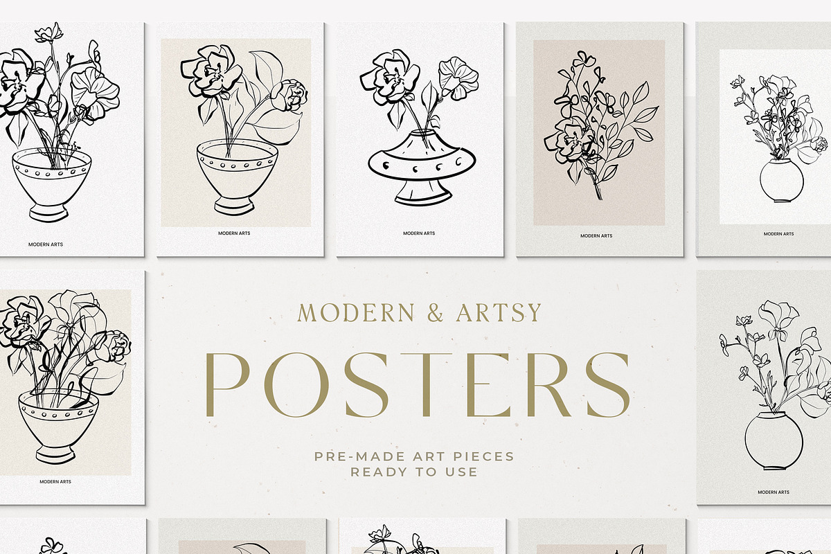 Modern Floral Poster Big Collection, a Texture Illustration by Laras Wonderland (Photo 13 of 27)
