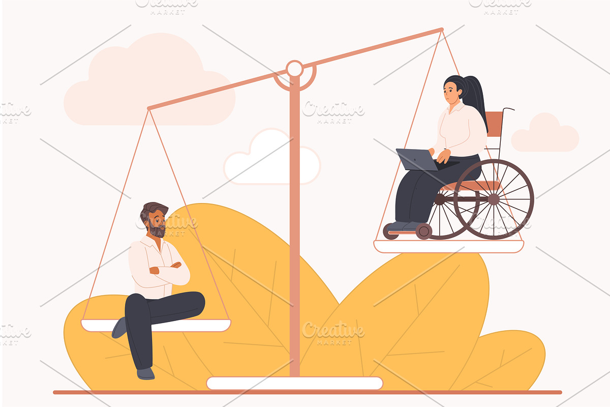 Ableism discrimination employment, a Person Illustration by Lemberg Vector
