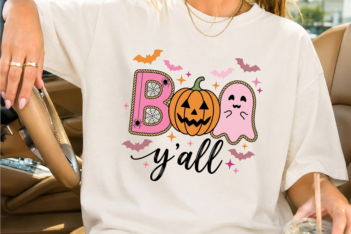 Cute Pink Boo Y'all Halloween Design, a Seasonal Illustration by Creative Art (Photo 2 of 3)