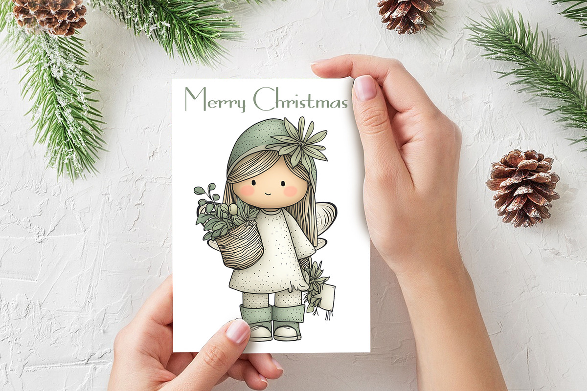 Whimsy Christmas Fairy Girl Clipat, a Seasonal Illustration by V Design Creator (Photo 7 of 8)