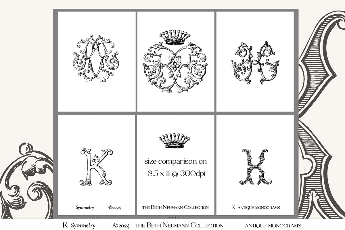 Antique Vintage Monogram Initial K, an Object Graphic by Antique Monograms (Photo 3 of 4)