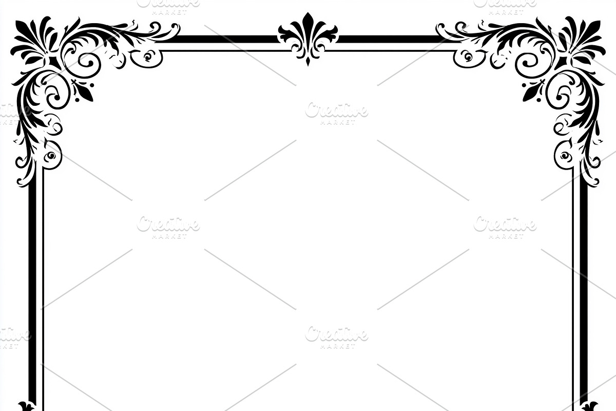 Ornate vintage frame with flourishes and swirled corners providi, an Illustration by Studio ANNA