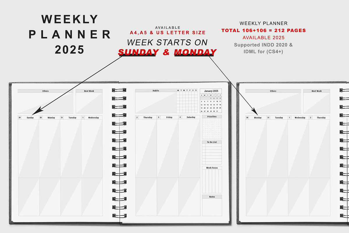 2025 Sunday & Monday Starts Planner, a Stationery Template by MNT-Creator (Photo 3 of 10)
