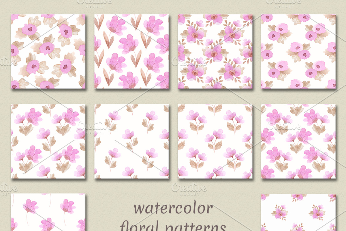 Flower fuchsia patterns watercolor, a Pattern Graphic by BrushArtDesigns (Photo 4 of 4)